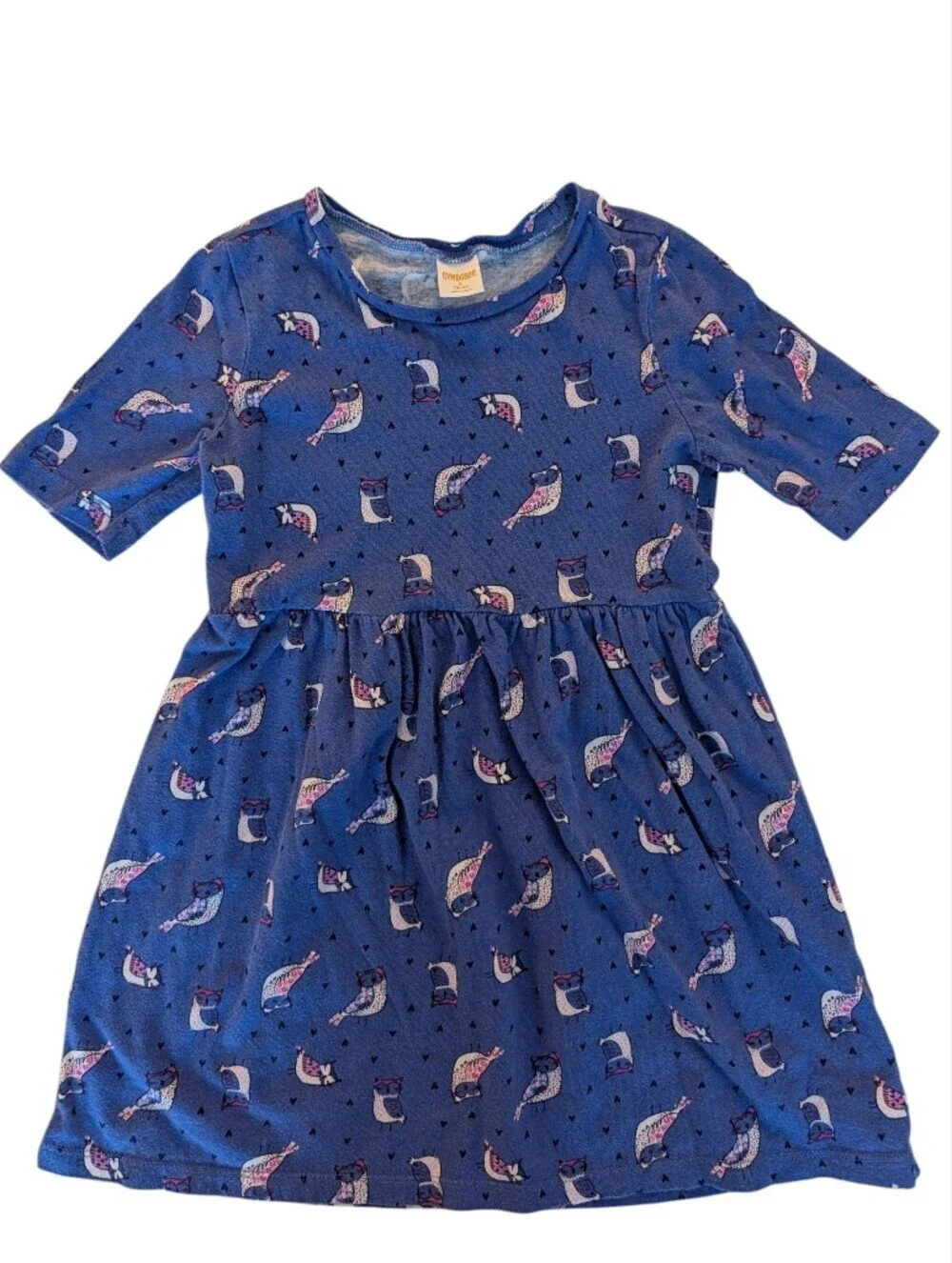 Gymboree Girls' Blue Dress With An all-over Bird Print Cotton Size S (5 - 6)